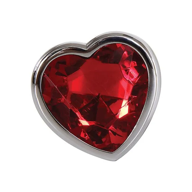 Adam Eve Heart Gem Metal Anal Plug Large RedChrome Adam Eve Male Sex Toys