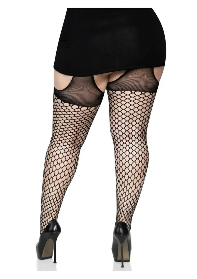 Male Sex Toys Leg Avenue Leg Avenue Oval Net Suspender Hose with Opaque Top