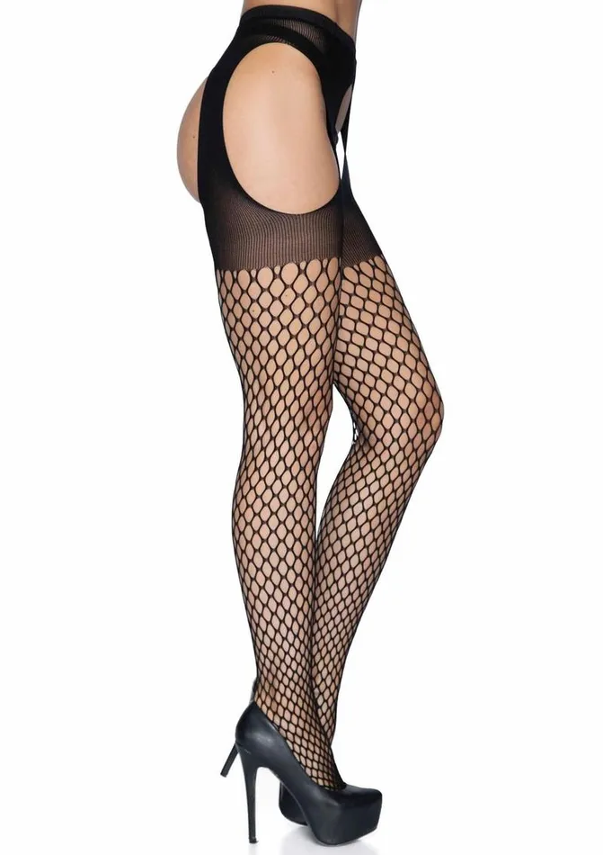 Male Sex Toys Leg Avenue Leg Avenue Oval Net Suspender Hose with Opaque Top
