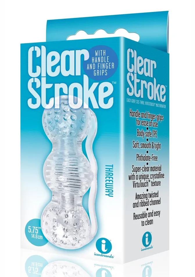 THE 9S Male Sex Toys The 9s Clear Stroke Threeway Masturbator
