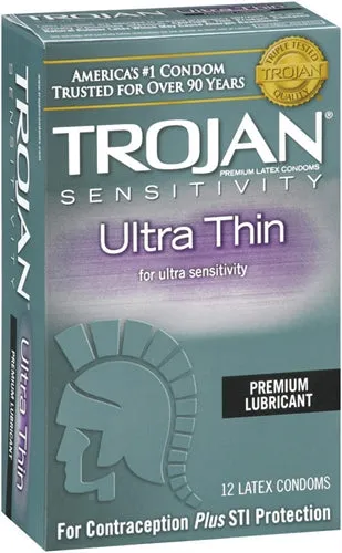 Trojan Sensitivity Ultra Thin Lubricated Condoms 12 Pack Trojan Condoms Female Sex Toys Trojan Sensitivity Ultra Thin Lubricated Condoms 12 Pack Trojan Condoms Female Sex Toys